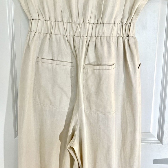 Universal Thread Womens Sz 4 Tan Beige Short Sleeve Button Up Boiler Suit Romper - Picture 11 of 16